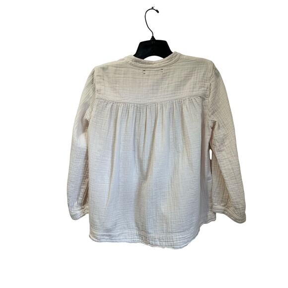 Xirena Hemingway Gauze Henley Long Sleeve Lightweight Cotton Top Pink M - Picture 2 of 6